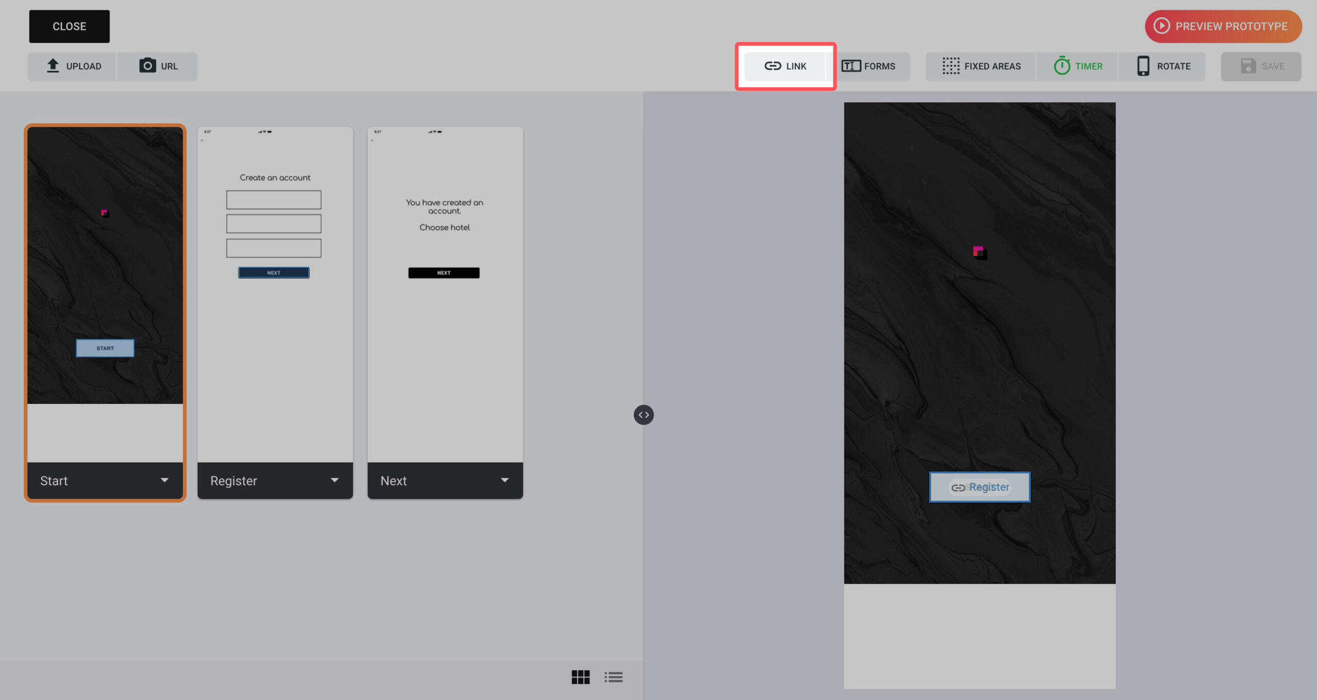 Link to screen
